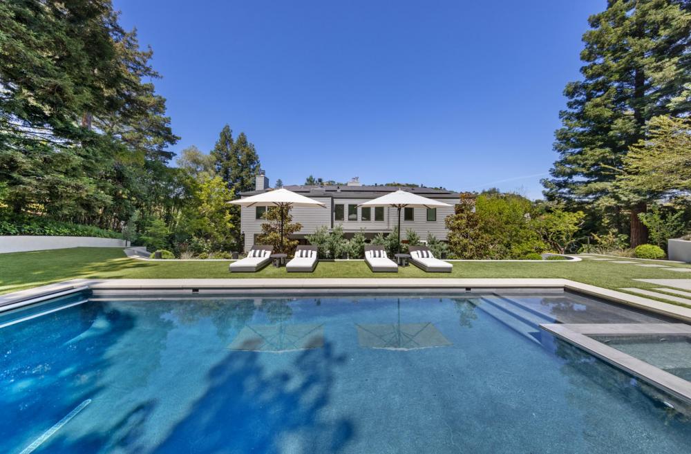 Exterior of the home, pool