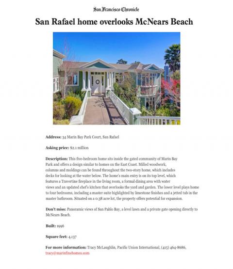 San Rafael home overlooks McNears Beach