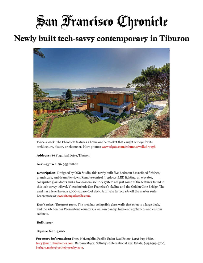 Newly built tech-savvy contemporary in Tiburon