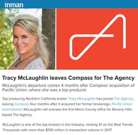 Tracy McLaughlin leaves Compass for The Agency