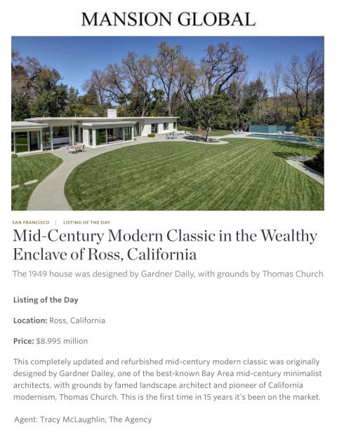 Mid-Century Modern Classic in the Wealthy Enclave of Ross, California